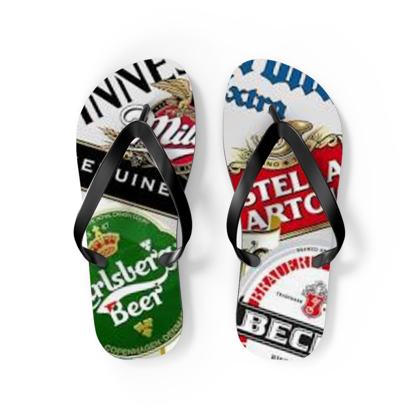 Beer Labels Summer Sandals, Beach Shoes, Vacation Flip Flops, Pool Slides