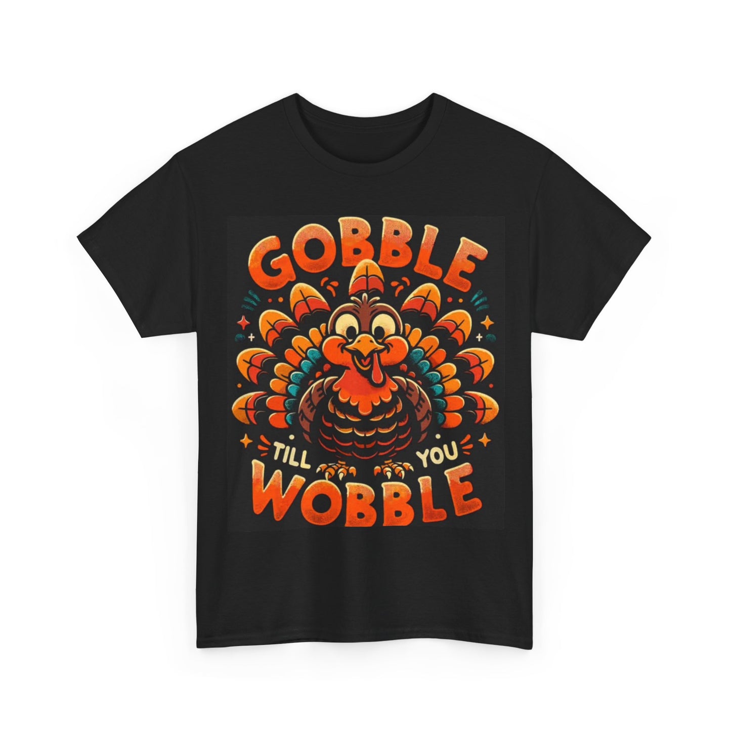 Gobble Gobble Tshirt Turkey ThanksGiving Cute Fall Unisex Heavy Cotton Tee