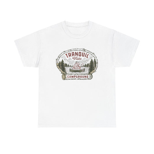 Tranquil Camp Ground Graphic T Shirt Unisex Heavy Cotton Tee