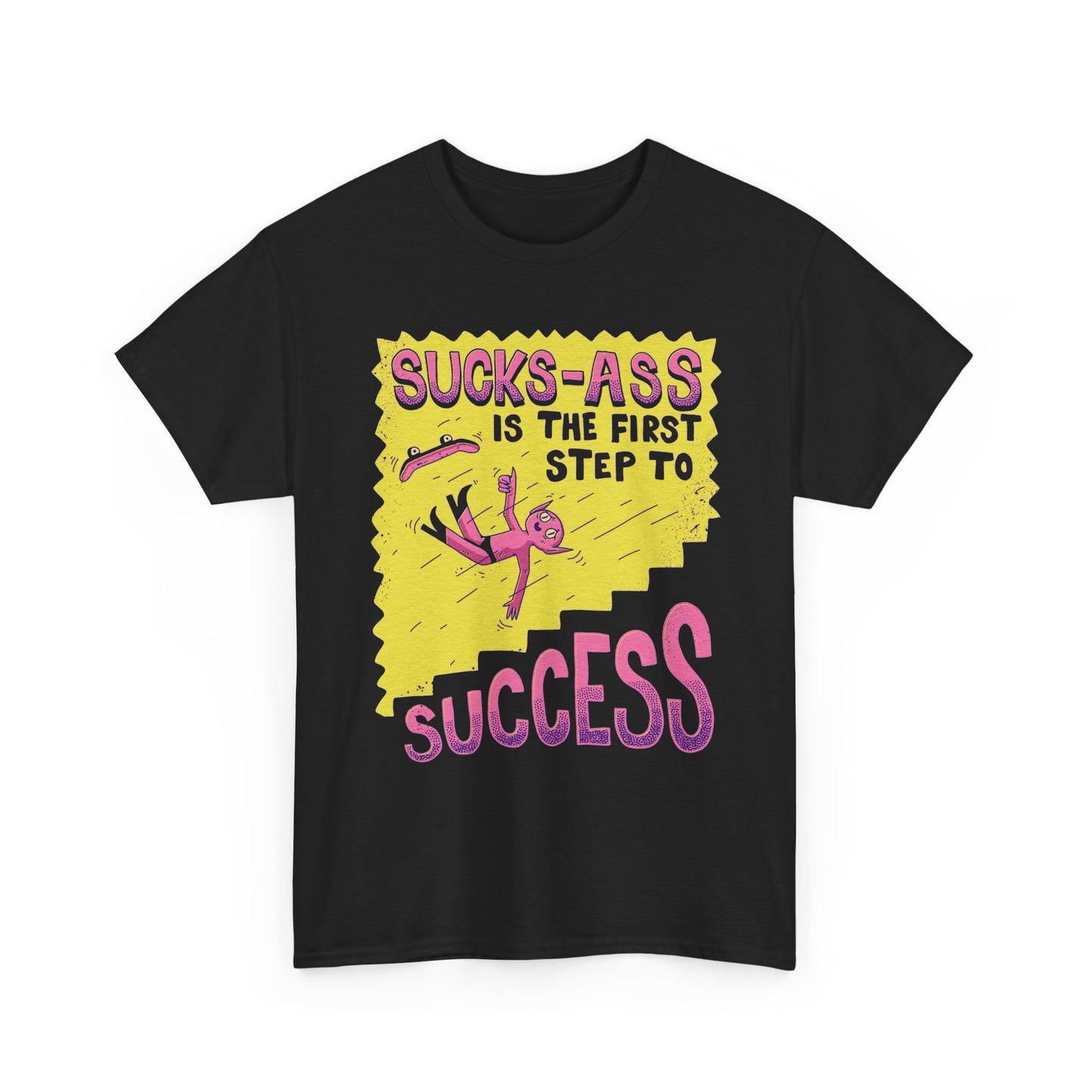 First Steps To Success Funny Graphic T Shirt Unisex Heavy Cotton Tee Gift