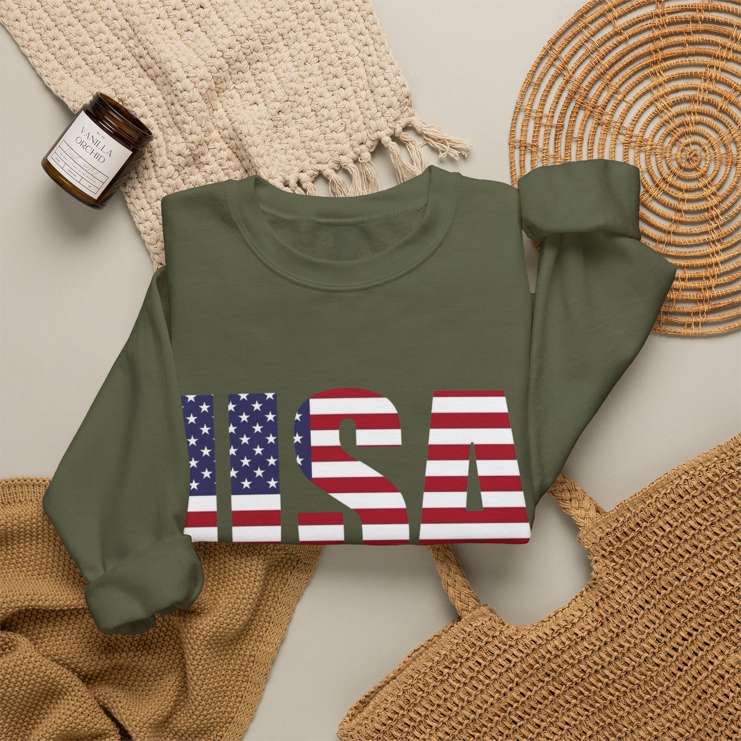 USA American Flag Retro Sweater NEW Unisex Heavy Blend™ Crewneck Sweatshirt