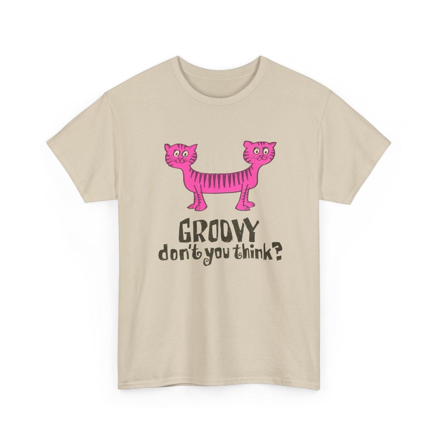 Groovy Cat Graphic T Shirt Unisex Heavy Cotton Tee Gift