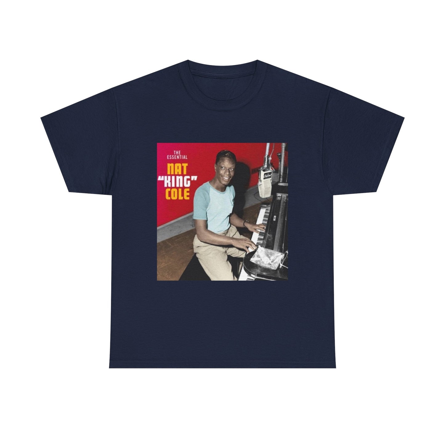 Nat King Cole Tshirt Vintage Piano Concert Poster retro Unisex Heavy Cotton Tee