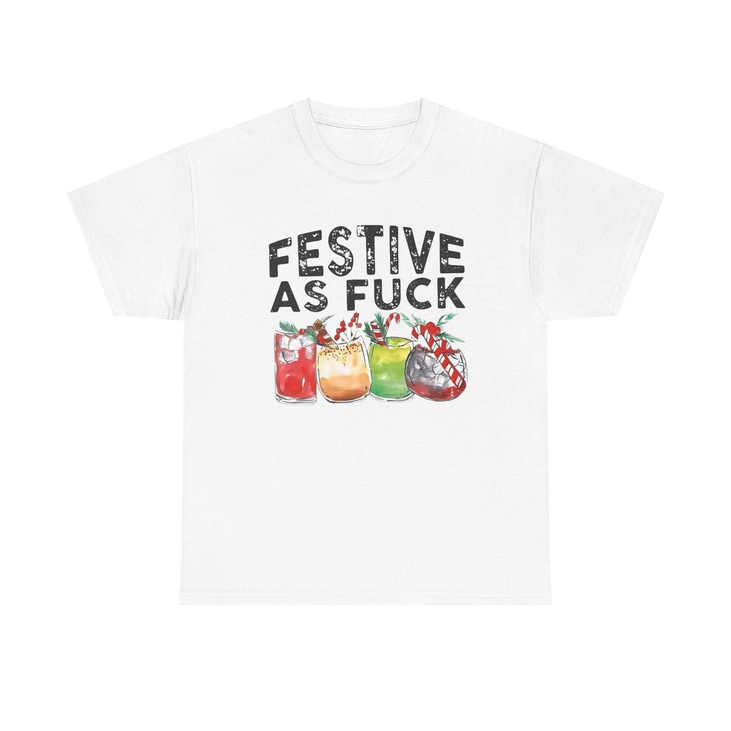 Festive AF Funny Christmas Spirit Graphic T Shirt ADULT NEW