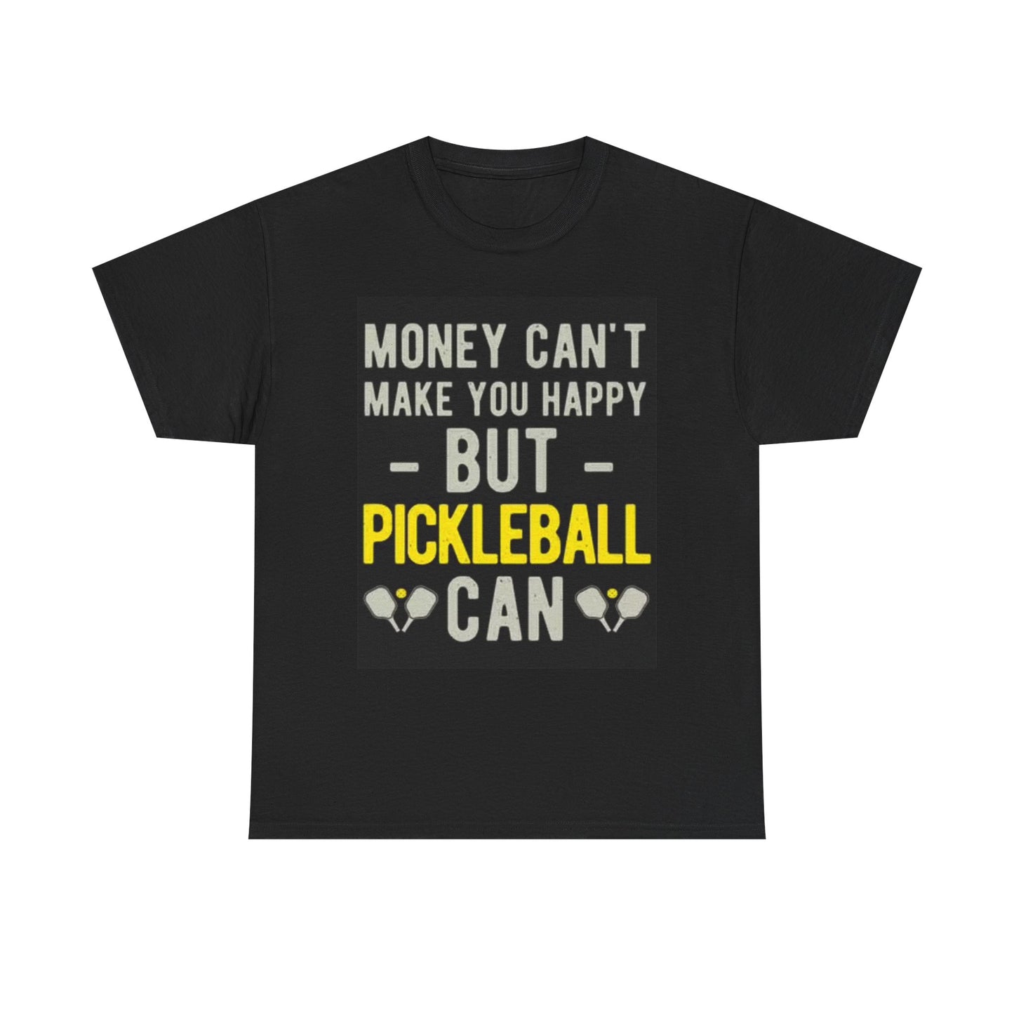 Pickle Ball Buys Happiness Graphic T Shirt Funny Gift Unisex Heavy Cotton Tee
