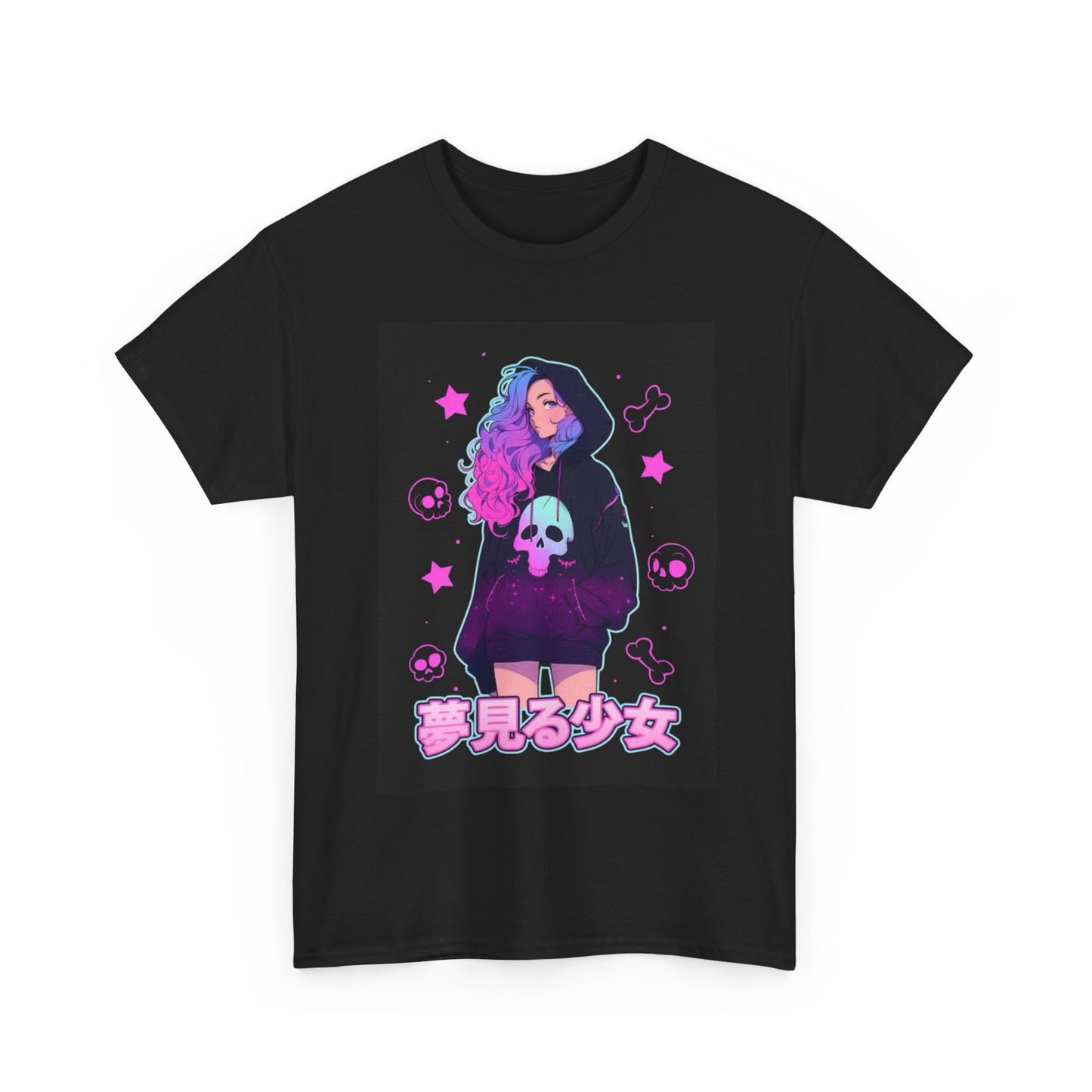 Waifu Anime T-shirt Girl Graphic Cartoon Retro Gaming Unisex Heavy Tee Gamer 57