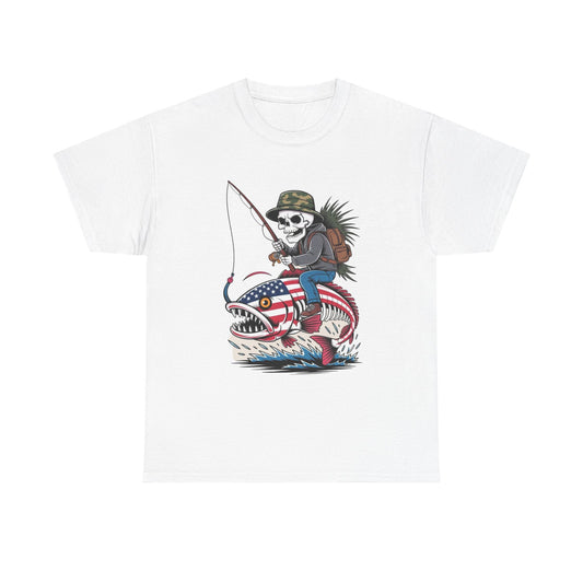 American Flag Fishing Unisex Heavy Cotton Tee