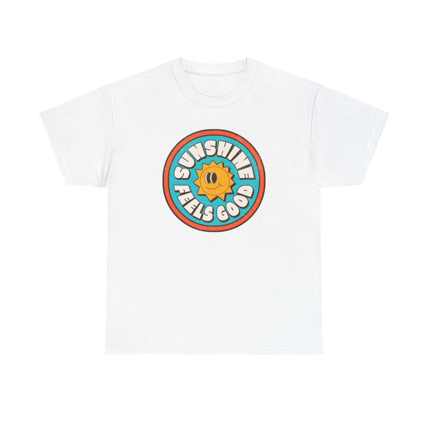 Sunshine Feels Good Graphic T Shirt Happy Smiles Unisex Heavy Cotton Tee