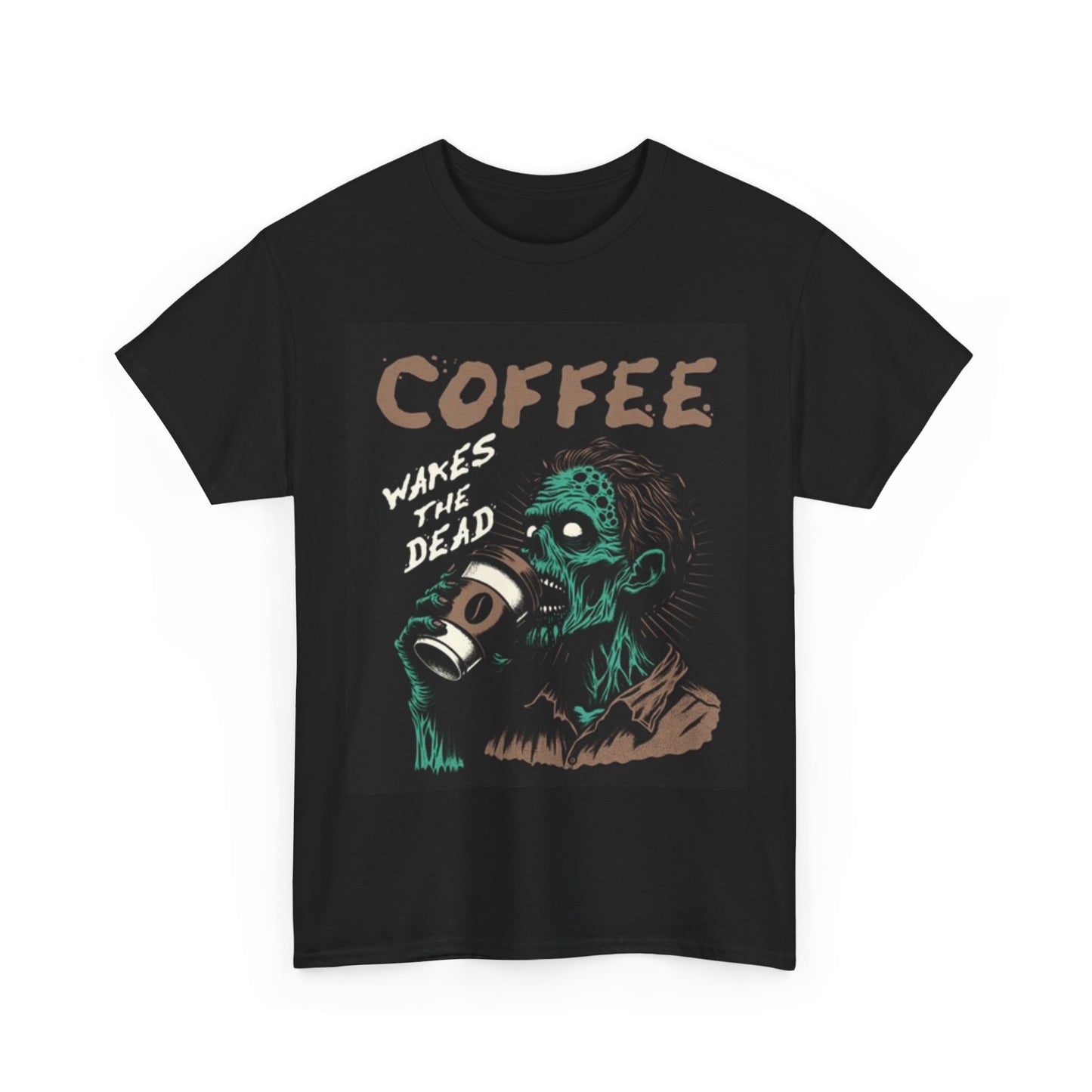 Coffee Wakes The Dead Shirt Funny Morning Zombie Unisex Heavy Cotton Tee
