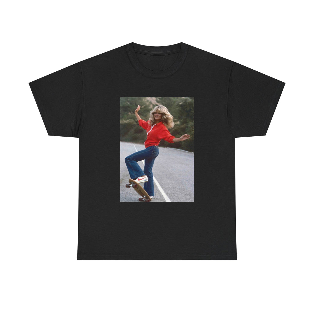 Farrah Fawcett Tshirt Charlies Angels Vintage Model Unisex Heavy Skateboarding