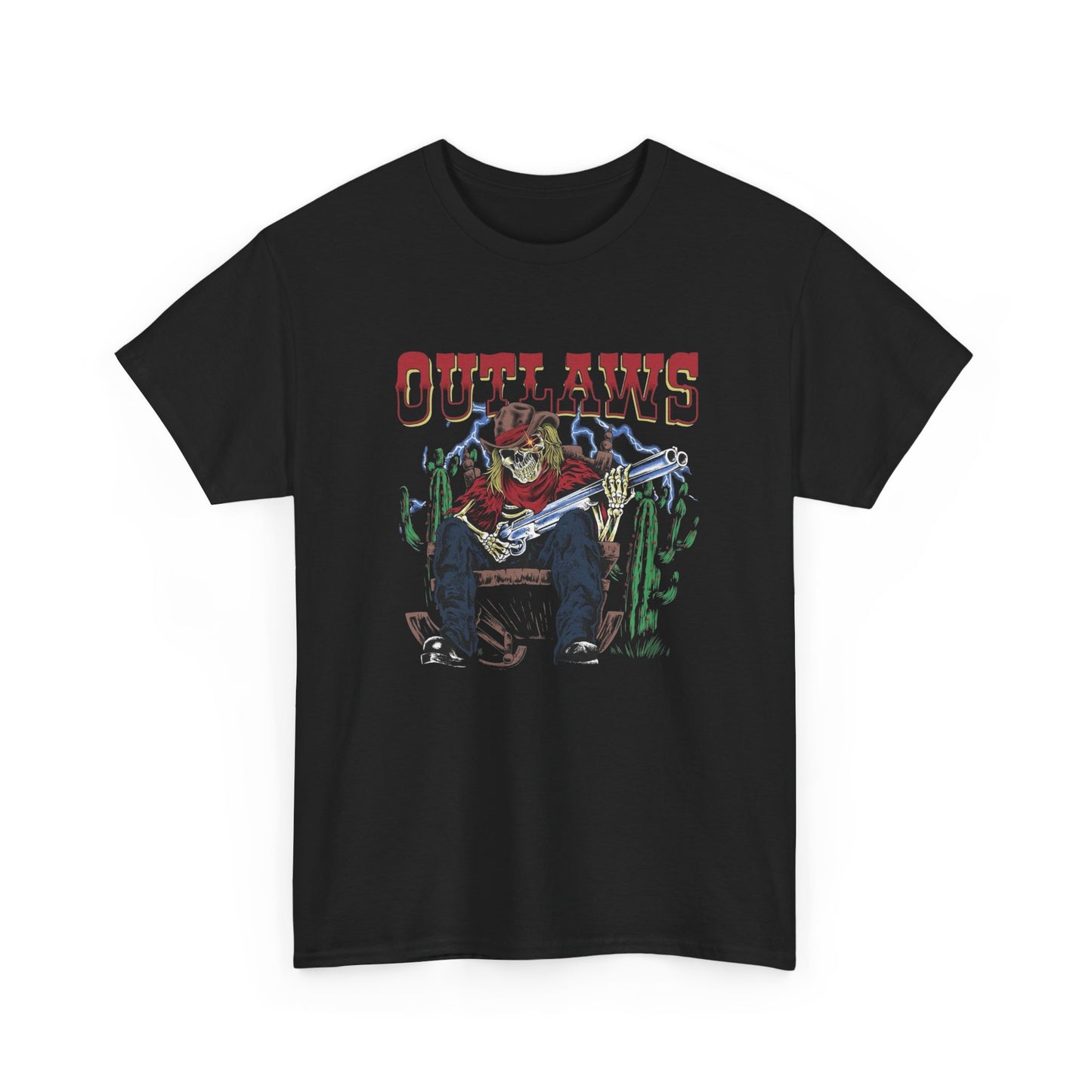 Outlaws Retro Neon Graphic T Shirt Unisex Heavy Cotton Tee