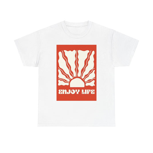 Enjoy Life Graphic T Shirt Retro Happy Unisex Heavy Cotton Tee
