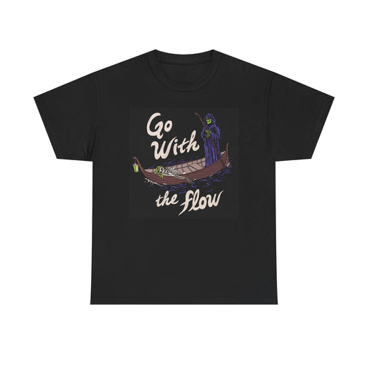 Just Go With The Flow Grim Reaper Graphic T Shirt NEW Cotton Tee Gift