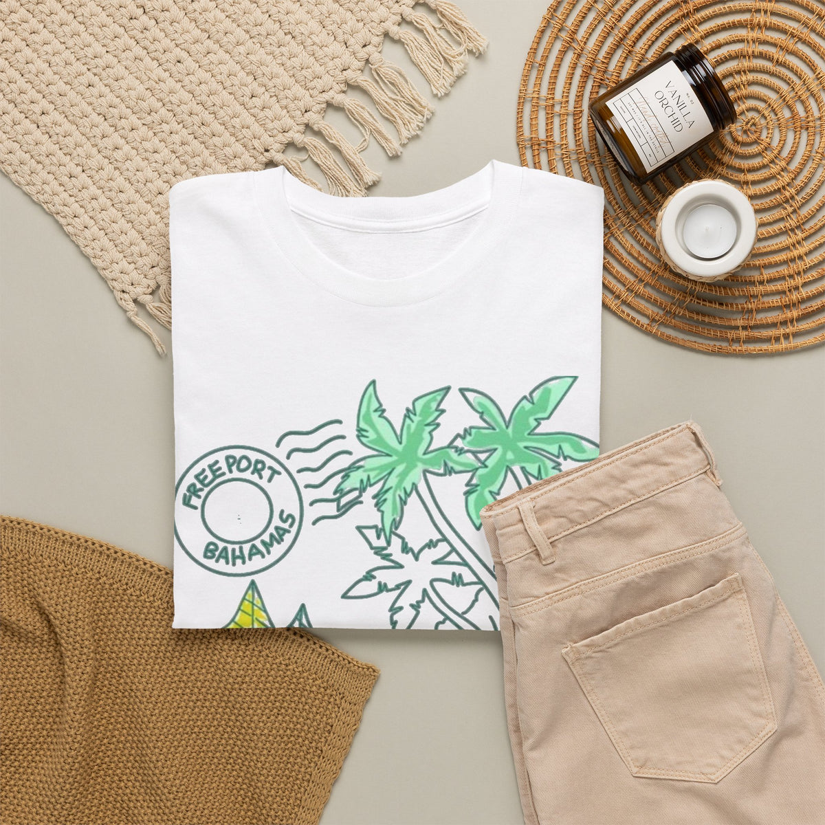 Bahamas Palm Tree Island Graphic T-Shirt Men's Graphic Tee