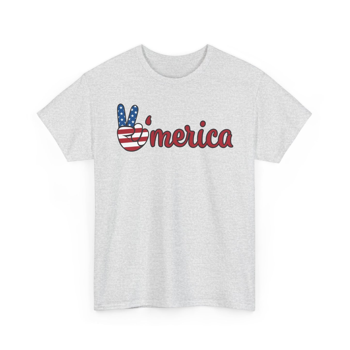 America Peace Sign Graphic T Shirt USA American Flag Unisex Heavy Cotton Tee