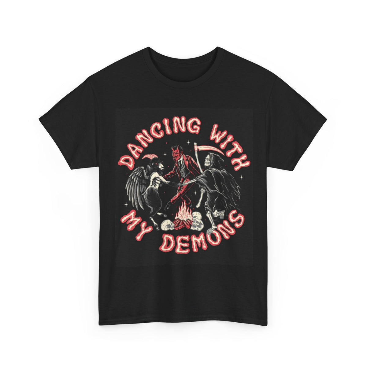 Dancing With My Demons Shirt Funny Devil Graphic Unisex Heavy Cotton Tee