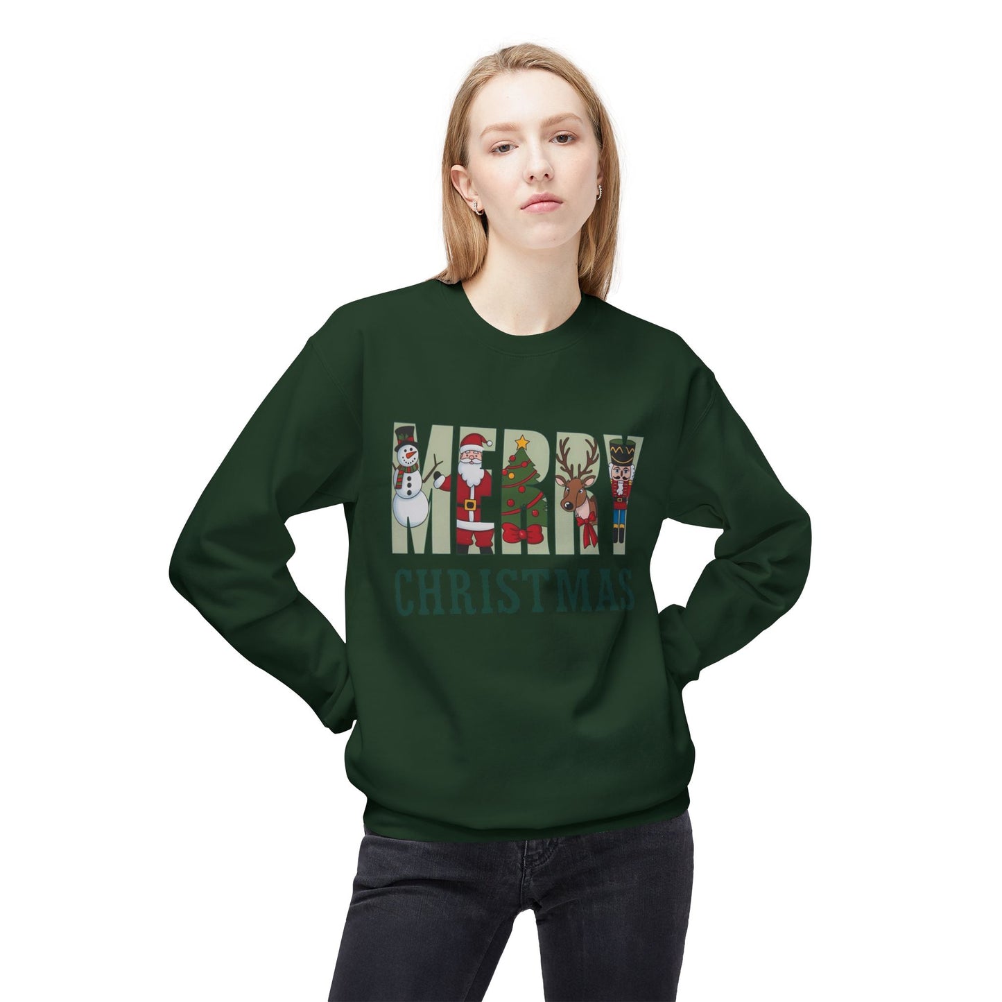 Merry Christmas Snowman Sweater NEW Unisex Fleece Crewneck Sweatshirt