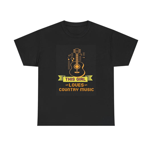 This Girl Loves Country Music Tshirt Retro Graphic Guitar Unisex Cotton Tee