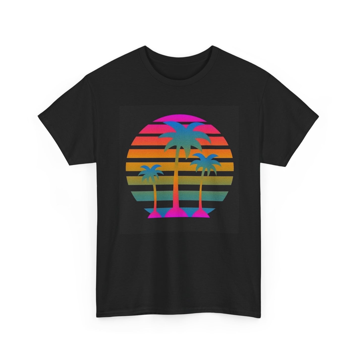 Florida Palm Tree Shirt Miami Neon Lights Unisex Heavy Cotton Tee