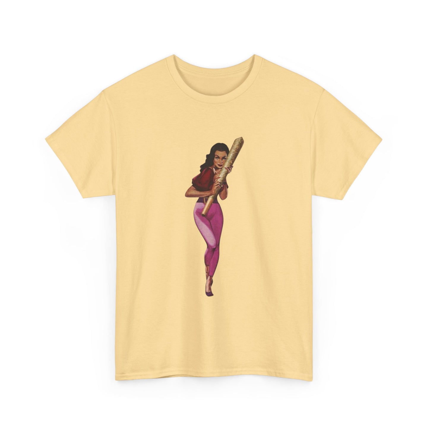 Weed Joint Hugs Vintage Pinup Graphic T-Shirt Womens Comfy Cotton Tee NEW