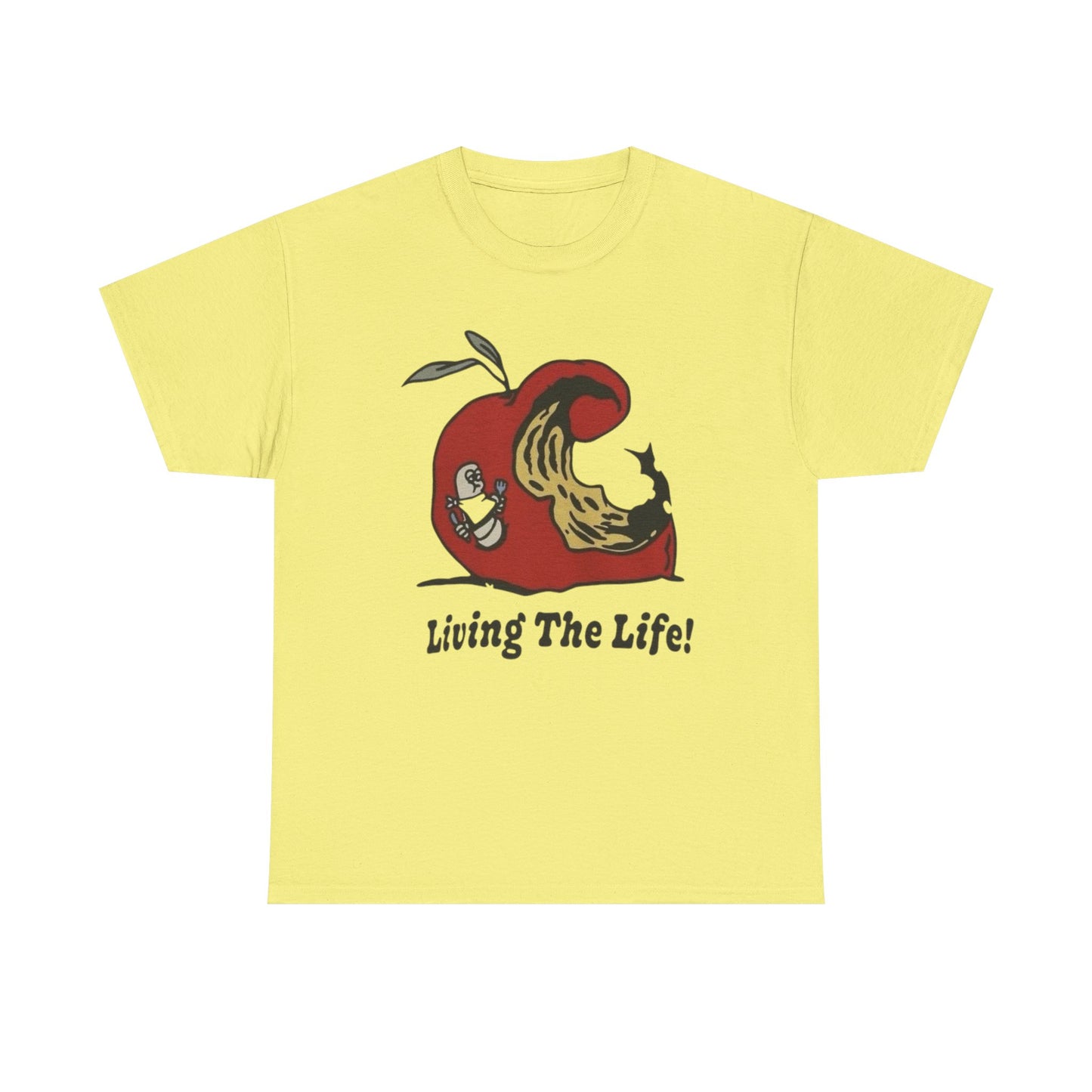Living The Life Apple Vintage Graphic T Shirt ADULT NEW Heavy Cotton Tee