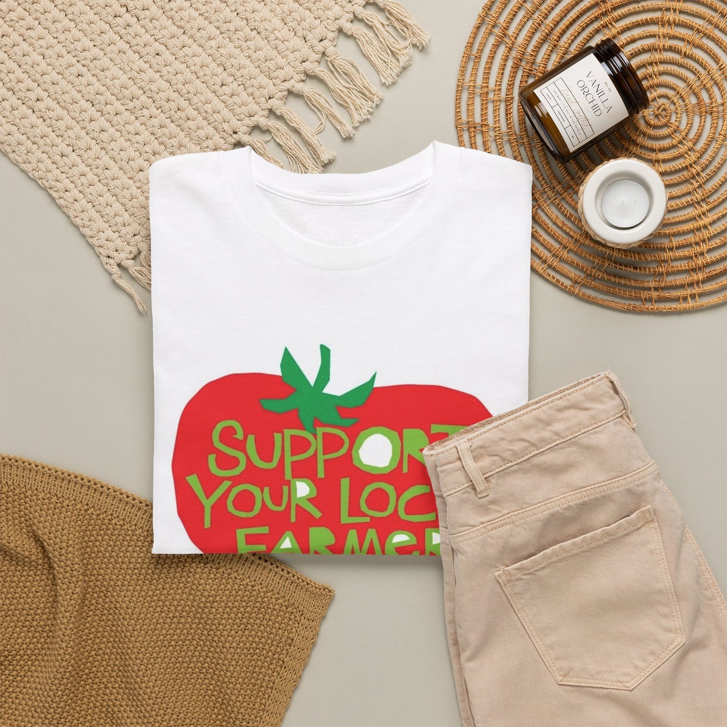 Support Your Local Farmer Graphic T Shirt Men's Heavy Cotton Tee