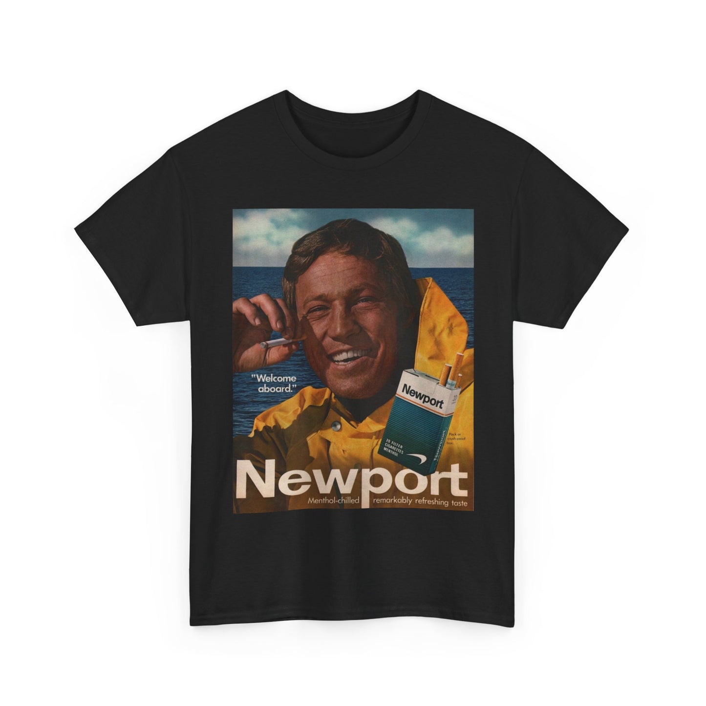 NewPort Tshirt Vintage Sailor Boat Poster AD cigarette Unisex Heavy Cotton Tee