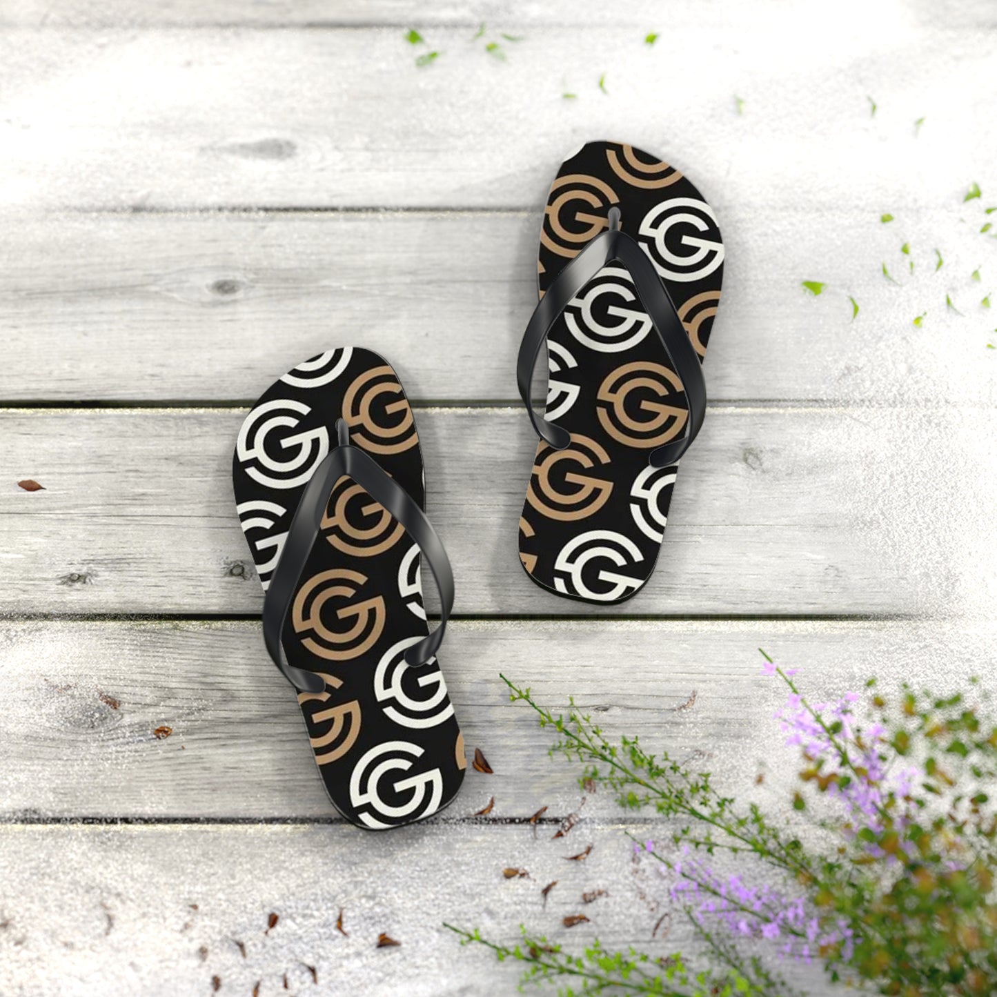 Tan And White Flip Flops, Sandals Slides, Summer Footwear, Brand New