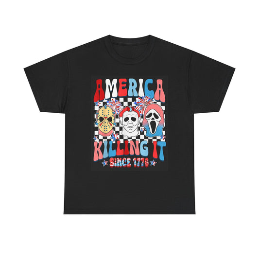 America Killing It Since 1776 Funny T Shirt Unisex Heavy Cotton Tee