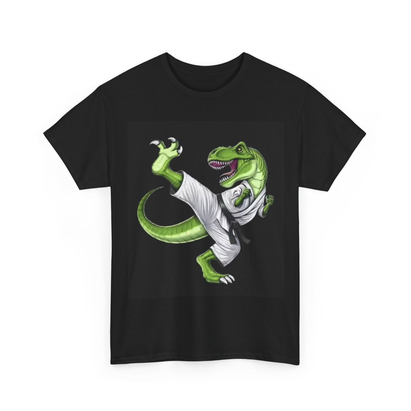 Karate Dinosaur Shirt Funny Graphic Kids T Rex Unisex Heavy Cotton Tee