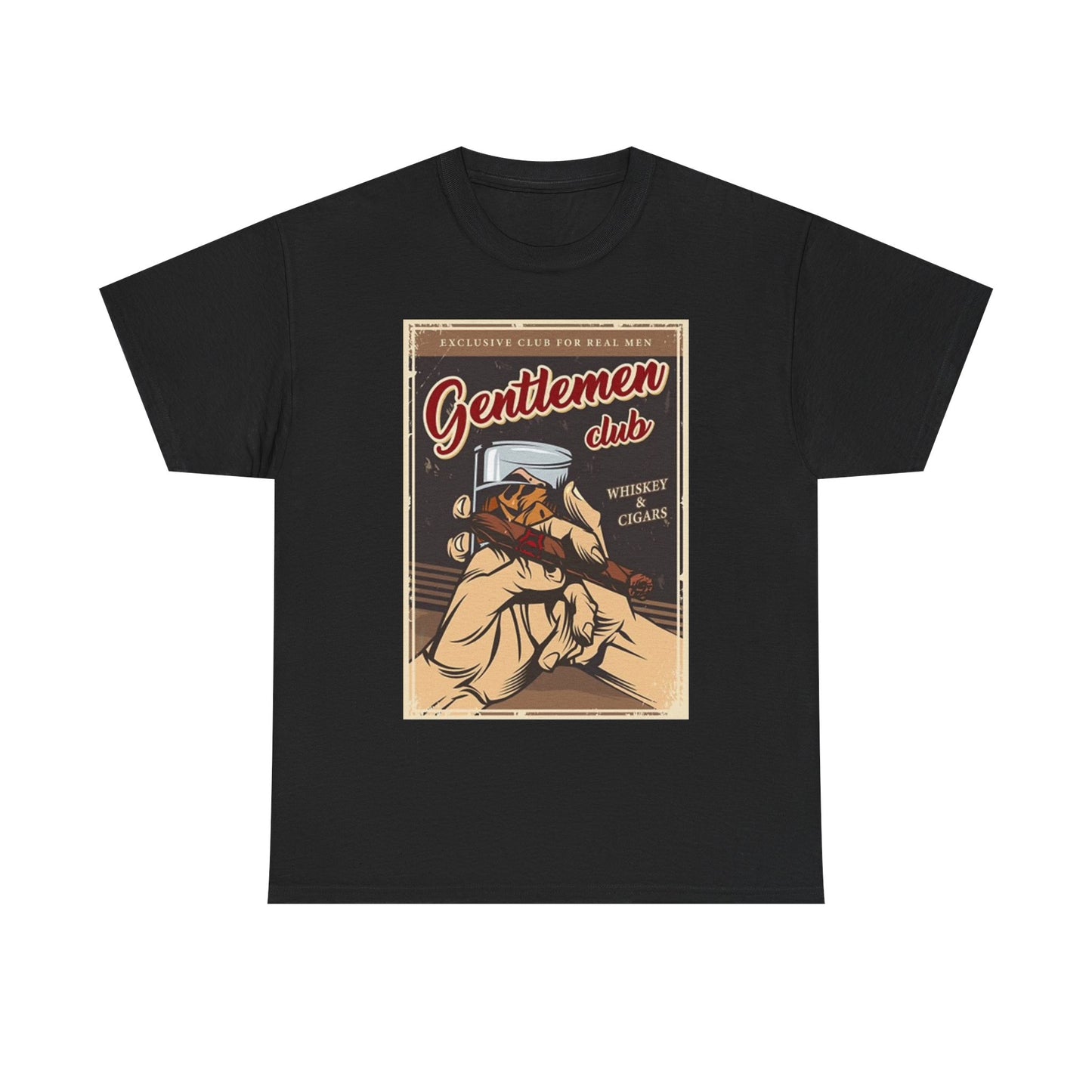 Gentlemans Club Graphic T Shirt Vintage Cigars And Whiskey Unisex Heavy Cotton