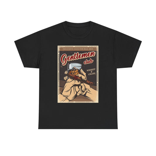 Gentlemans Club Graphic T Shirt Vintage Cigars And Whiskey Unisex Heavy Cotton