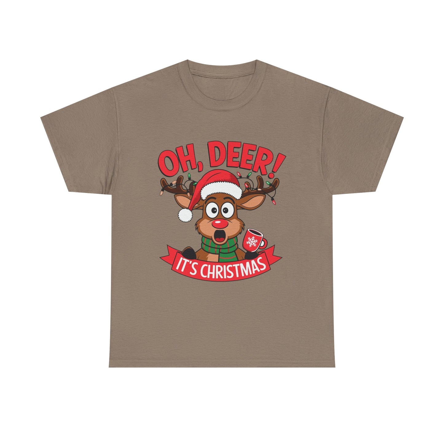 Oh Deer Its Christmas Graphic T Shirt NEW Unisex Heavy Cotton Tee
