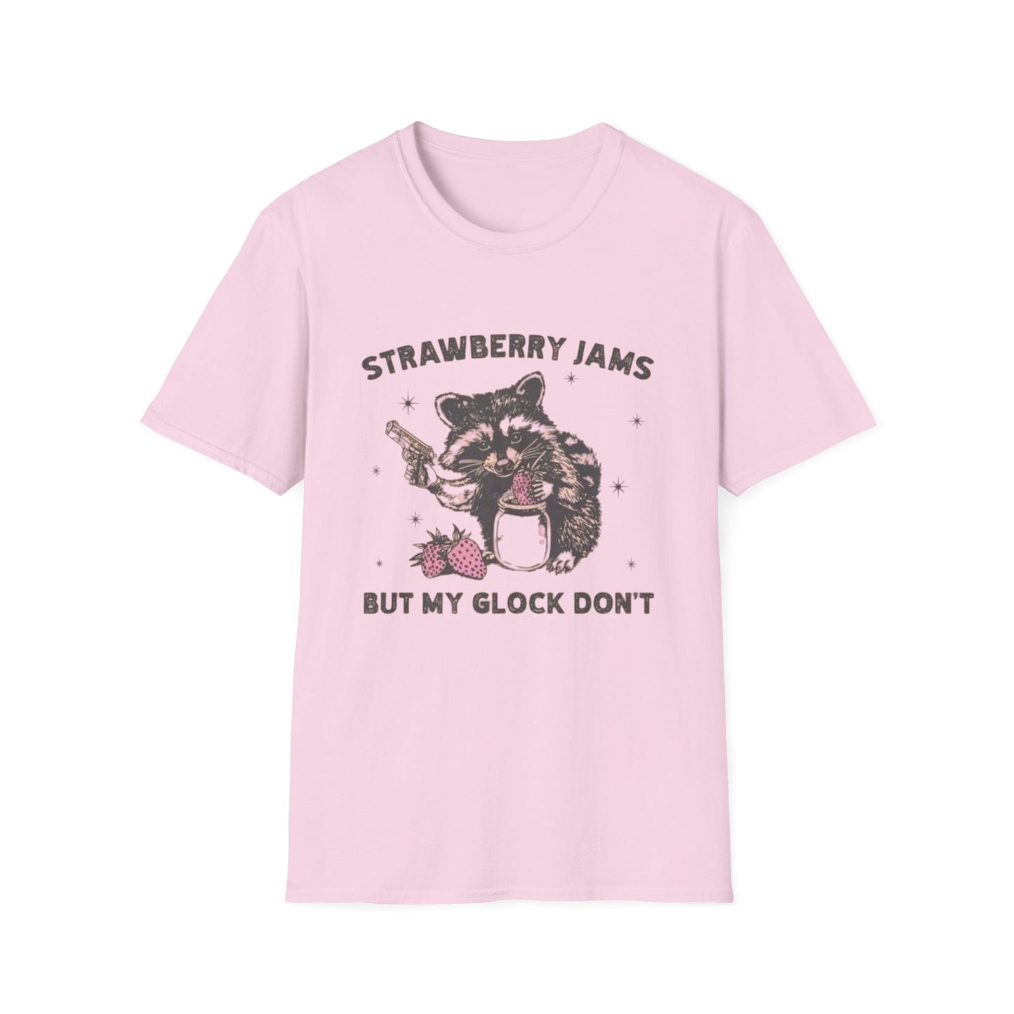 Strawberry Jams But My Glock Dont Graphic T Shirt Funny Joke Unisex Softstyle