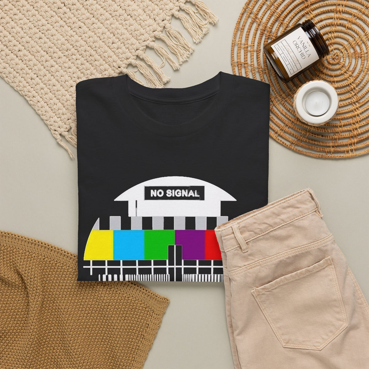 No Signal Please Stand By Graphic T Shirt Men's Retro Heavy Cotton Tee