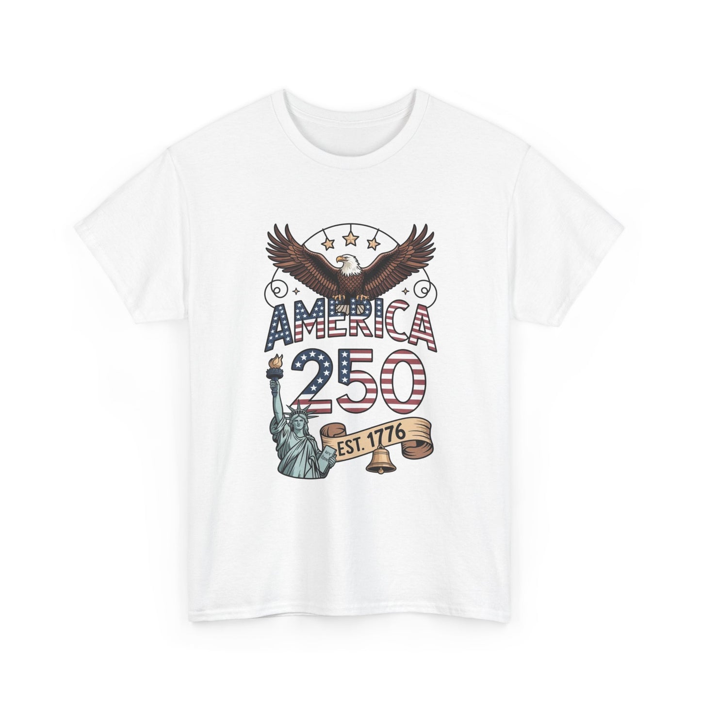 USA America 250 Bald Eagle Graphic T Shirt Men's Heavy Cotton Tee