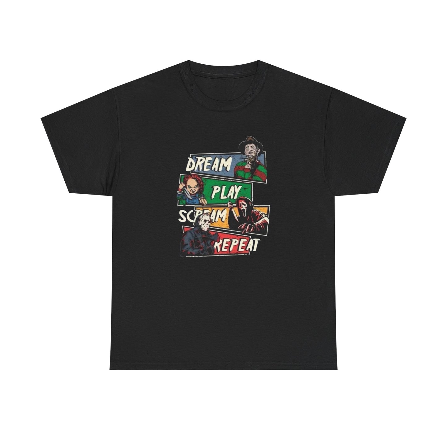 Dream Play Scream Repeat Graphic T Shirt Unisex Heavy Cotton Tee
