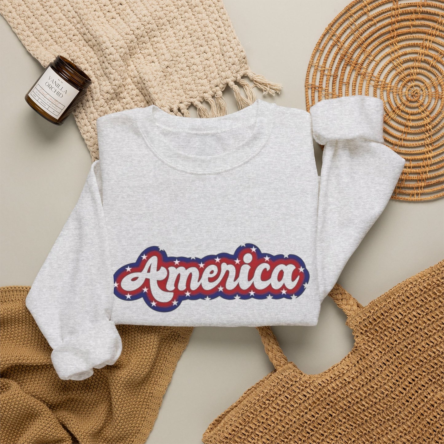 America Graphic Retro Sweater NEW Unisex Heavy Blend™ Crewneck Sweatshirt