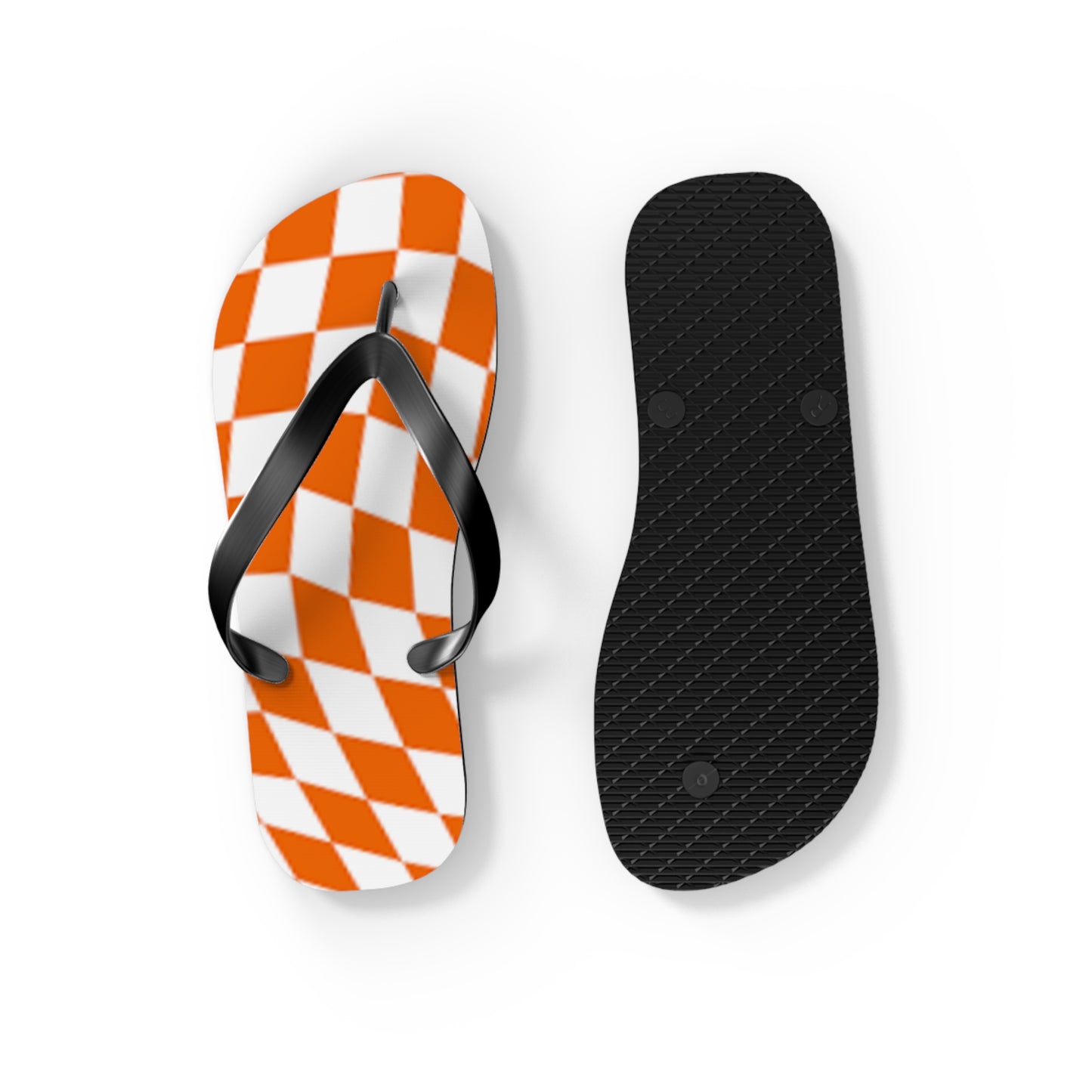 Orange Checkered Wavy Sandals, Beach Shoes, Vacation Flip Flops, Pool Slides
