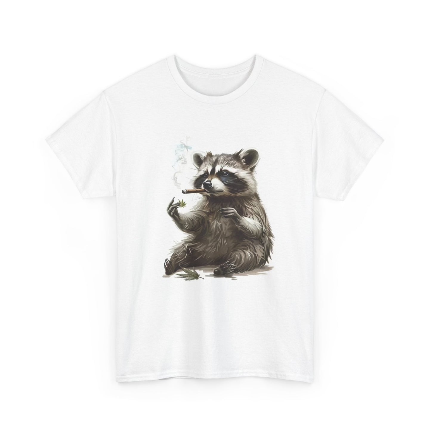 Pothead Raccoon Graphic T Shirt Smoking Weed Jokes Unisex Heavy Cotton Tee