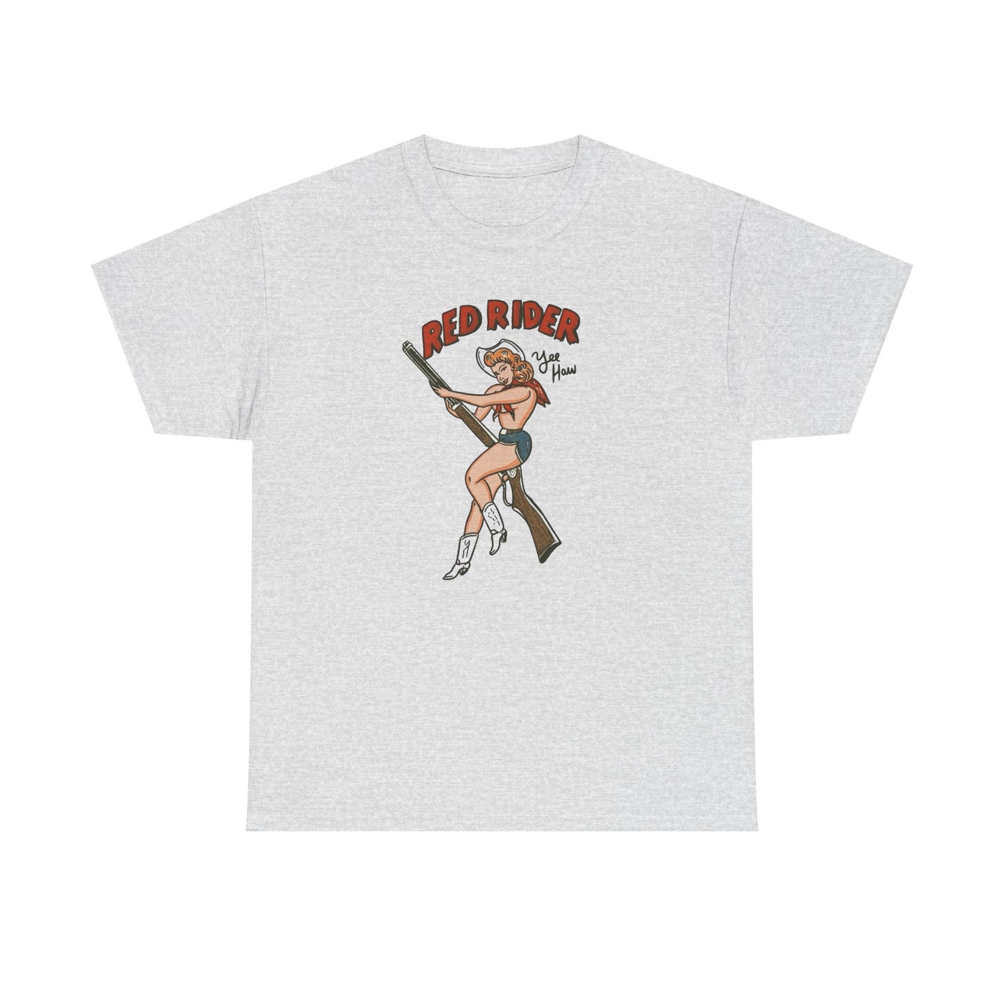 Red Rider Cowgirl Graphic T Shirt Unisex Heavy Cotton Tee GIFT NEW