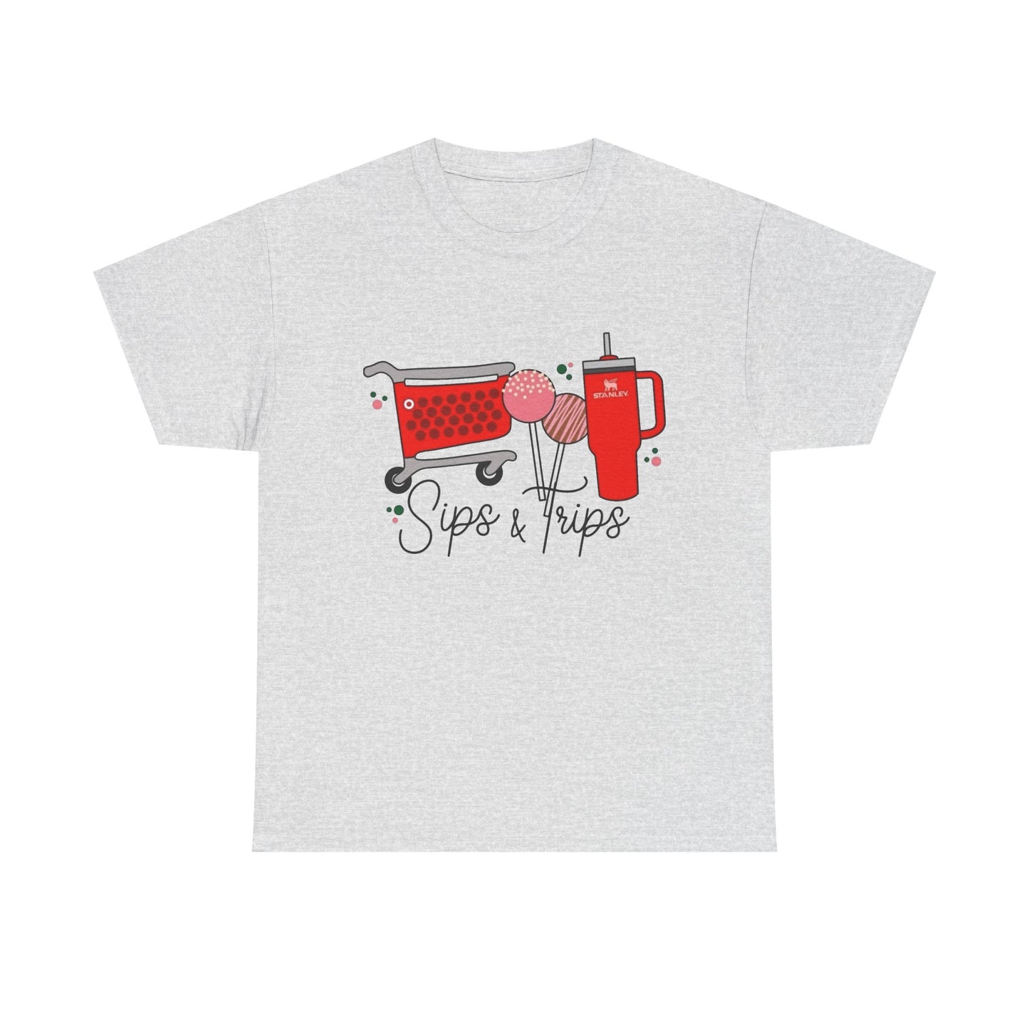 Sips And Trips Shopping Target Run Graphic T Shirt NEW Unisex Heavy Cotton Tee