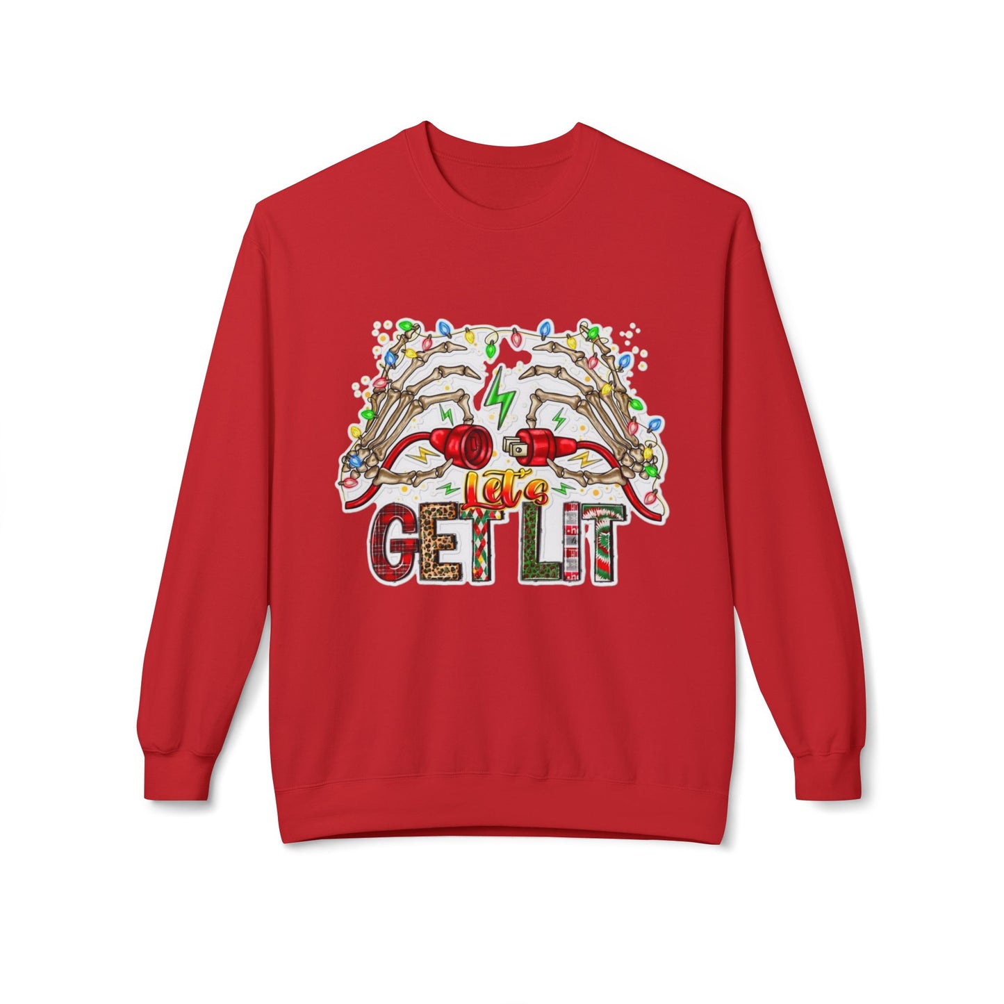 Christmas Get Lit Funny Sweater NEW Unisex Fleece Crewneck Sweatshirt