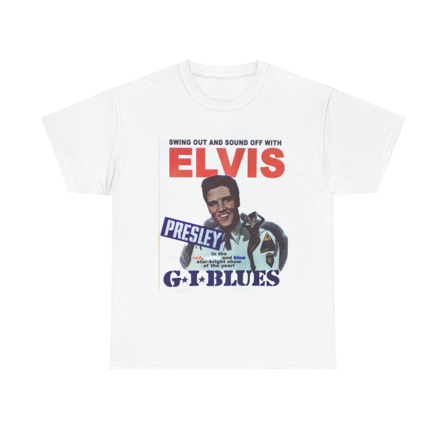 Elvis Presley Tshirt Gi Blues Retro Poster Rock Blues Unisex Heavy Cotton Tee