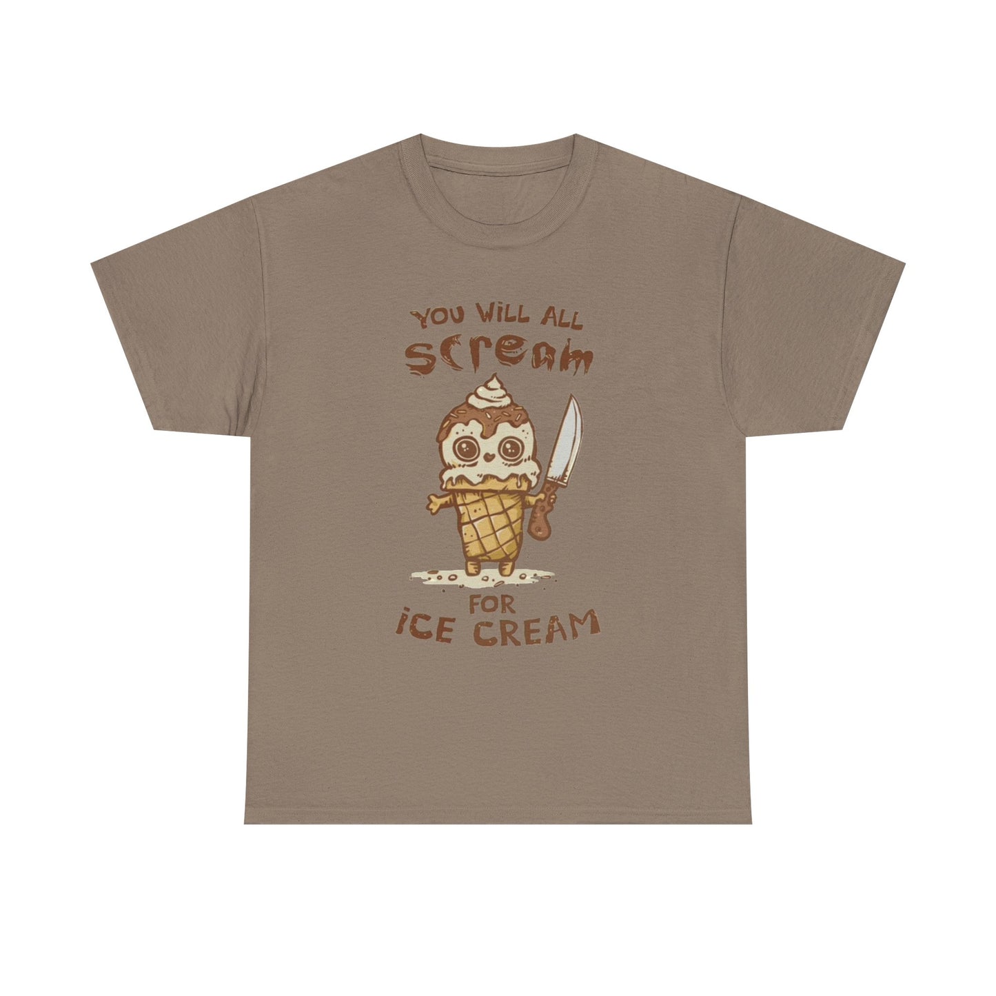 Scream For Ice Cream Funny Graphic T Shirt NEW Unisex Heavy Cotton Tee