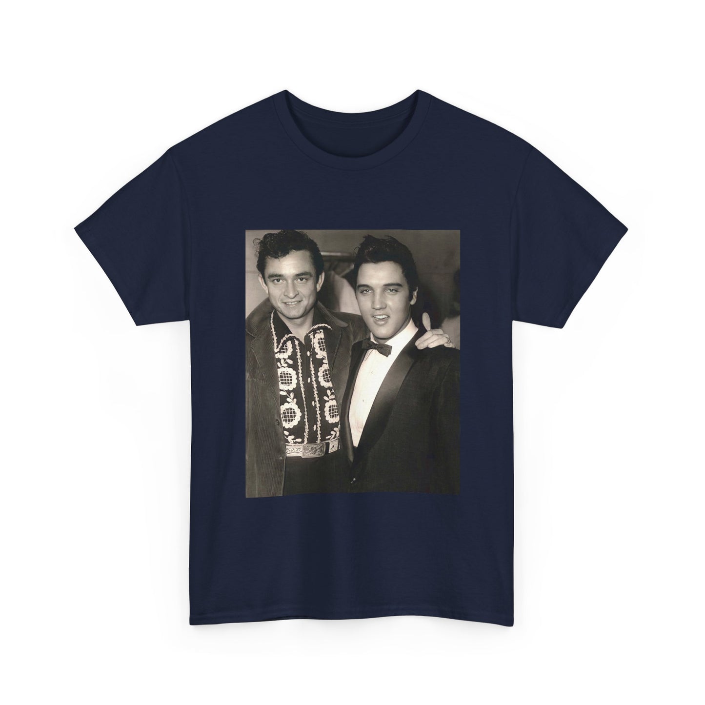 Elvis And Johnny cash shirt vintage graphic art black and white Heavy Cotton