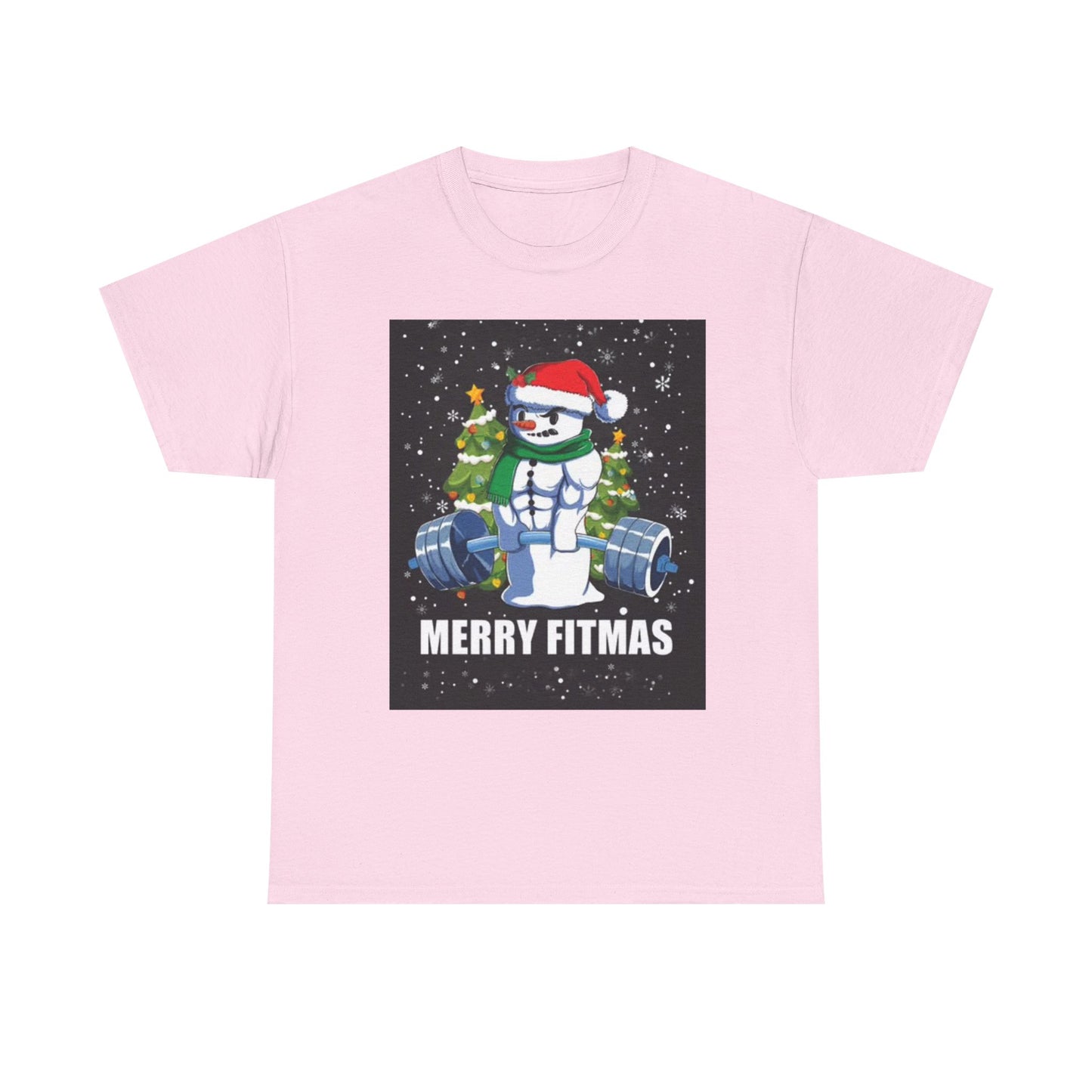 Merry Fitmas Shirt Funny Gym Snowman Christmas Gym Unisex Heavy Cotton Tee