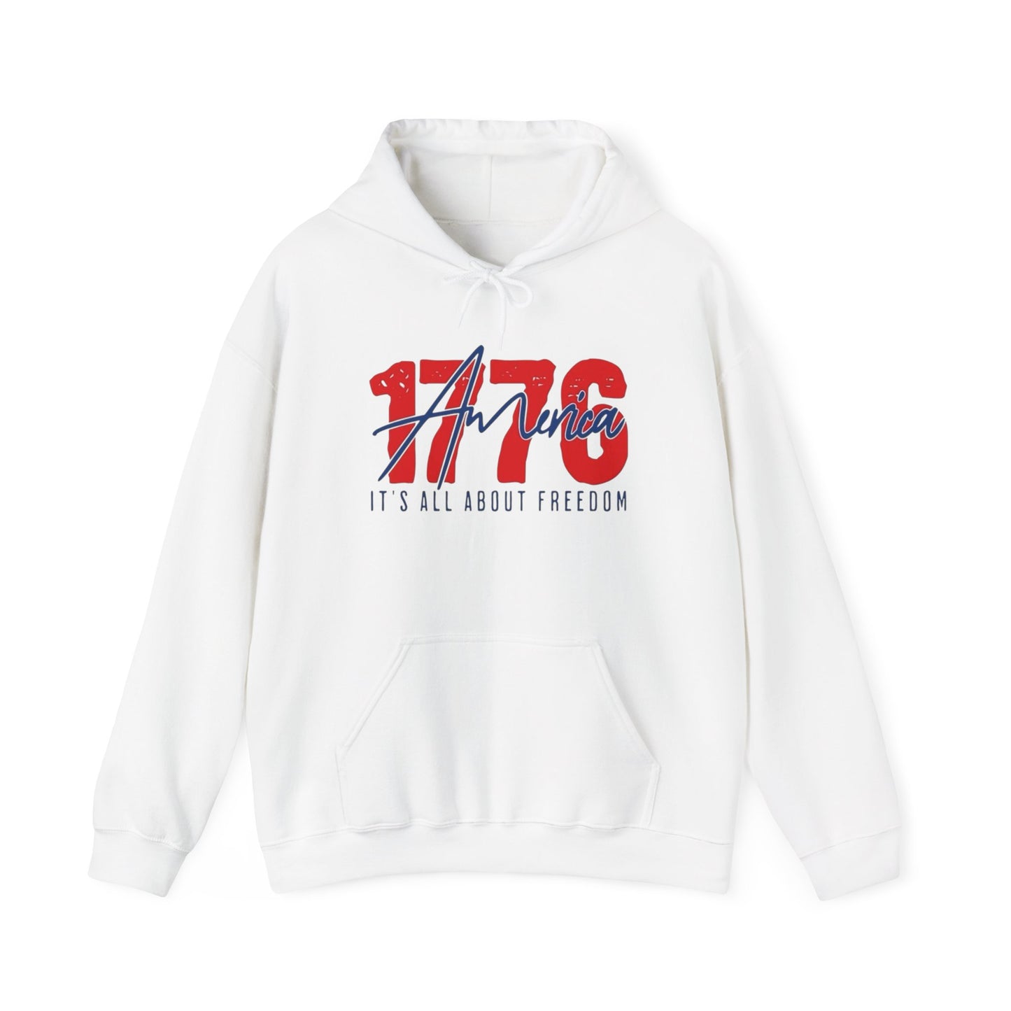 1776 All About Freedom USA Graphic Hoodie Heavy Blend Sweatshirt NEW