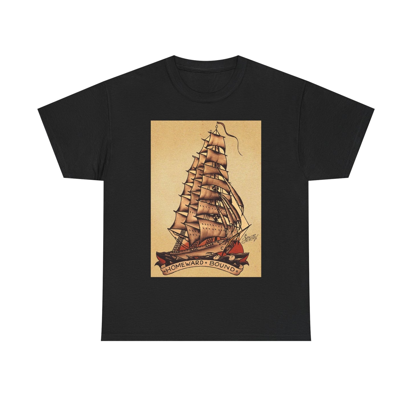 Sailor Jerry Tshirt Vintage Navy Tattoos Sailor Retro Unisex Heavy Cotton Tee 90
