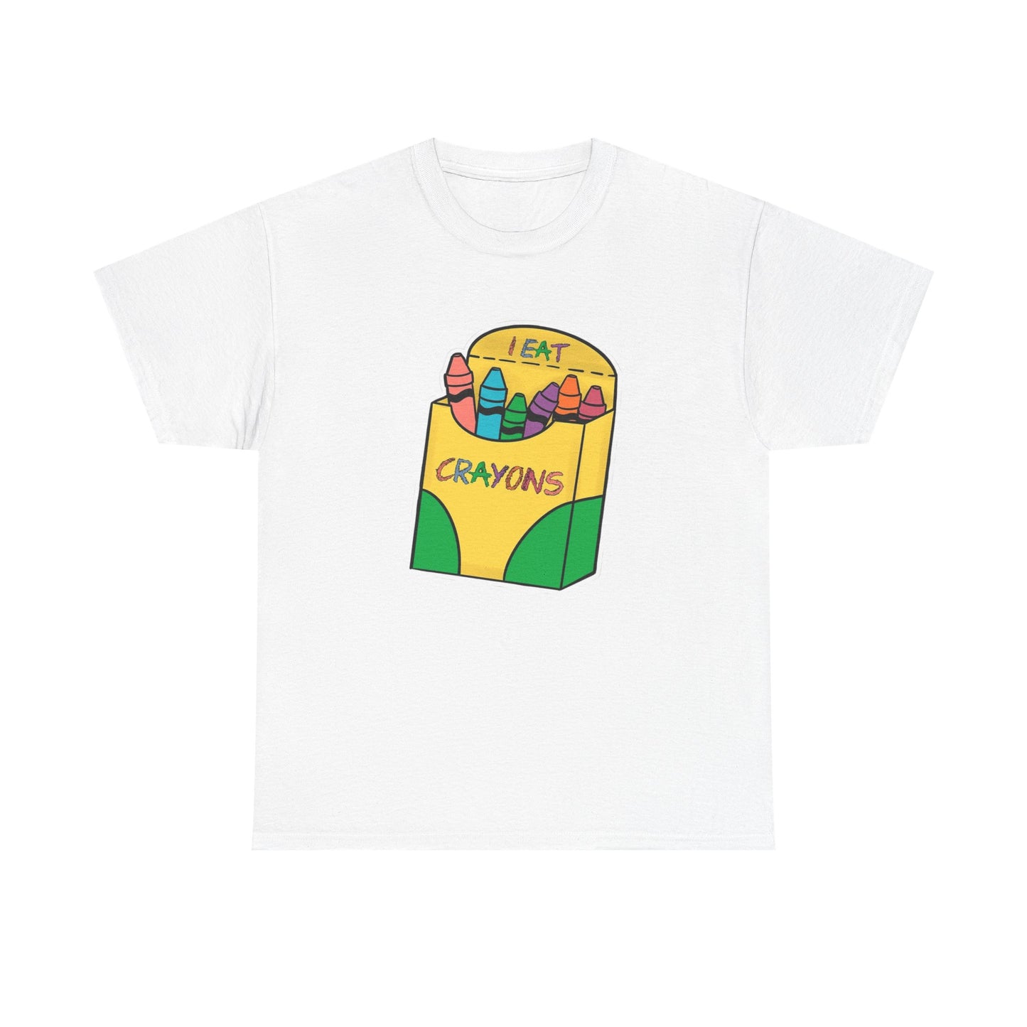 I Eat Crayons Funny Graphic T-Shirt Men's Women's Heavy Cotton Tee NEW GIFT